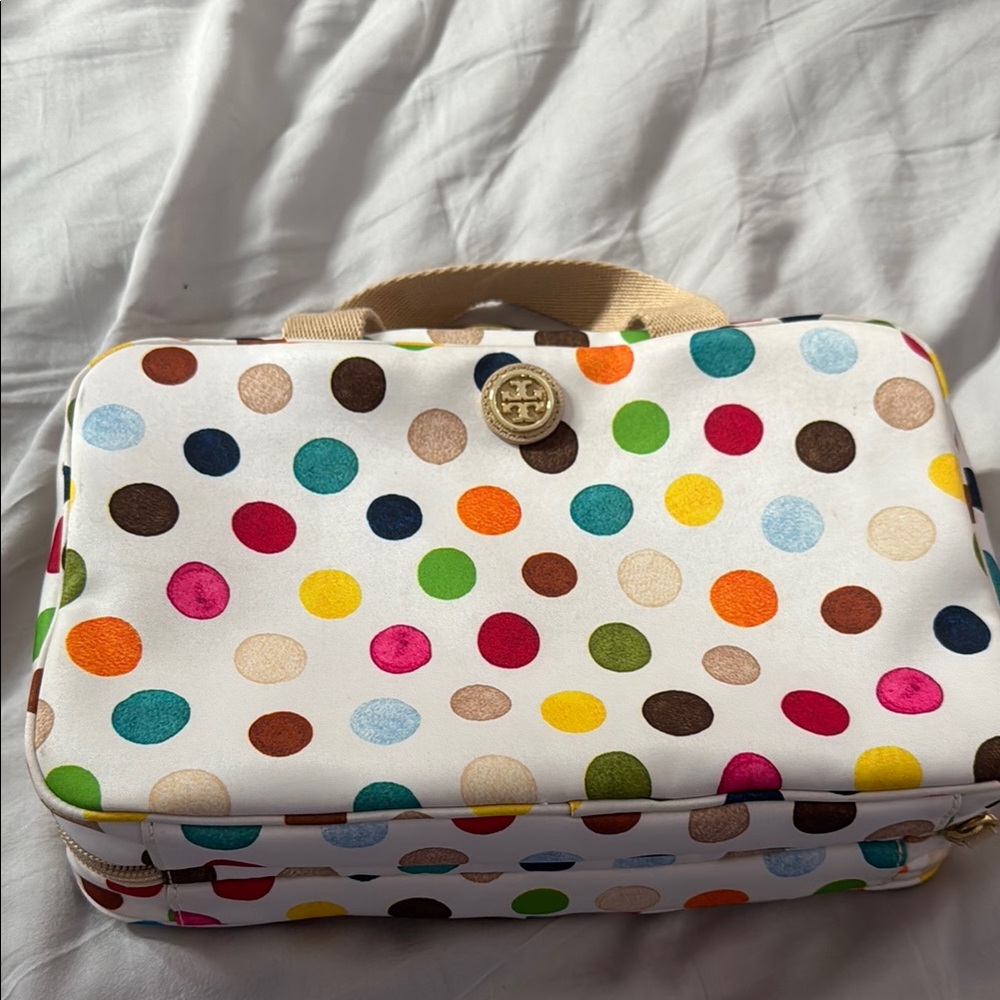 EUC Tory Burch Multicolor Polka Dot hanging vanity bag